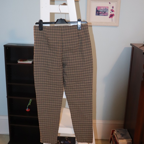 Dex Stretchy Skinny Brown Plaid Pant - Size L - Picture 6 of 6